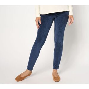 Quacker Factory Women's Pants Sz L Short Corduroy Flat Waistband Blue A671327